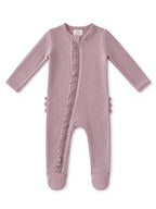 Lavender / Ribbed Frill 2-Way Zip Footie: 3 - 6 mo.
