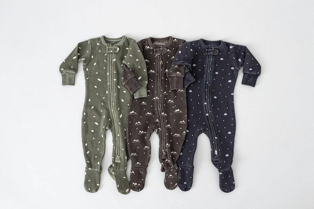 Hunter Leaves | Organic Cozy Zipper Footie: 6-9m