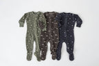 Hunter Leaves | Organic Cozy Zipper Footie: 6-9m