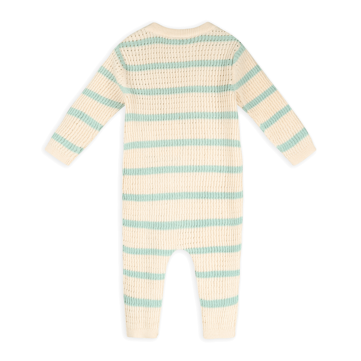 Dog Stripe Textured Knit Baby Jumpsuit (Organic Cotton): Harbor Green Stripe / 3-6M