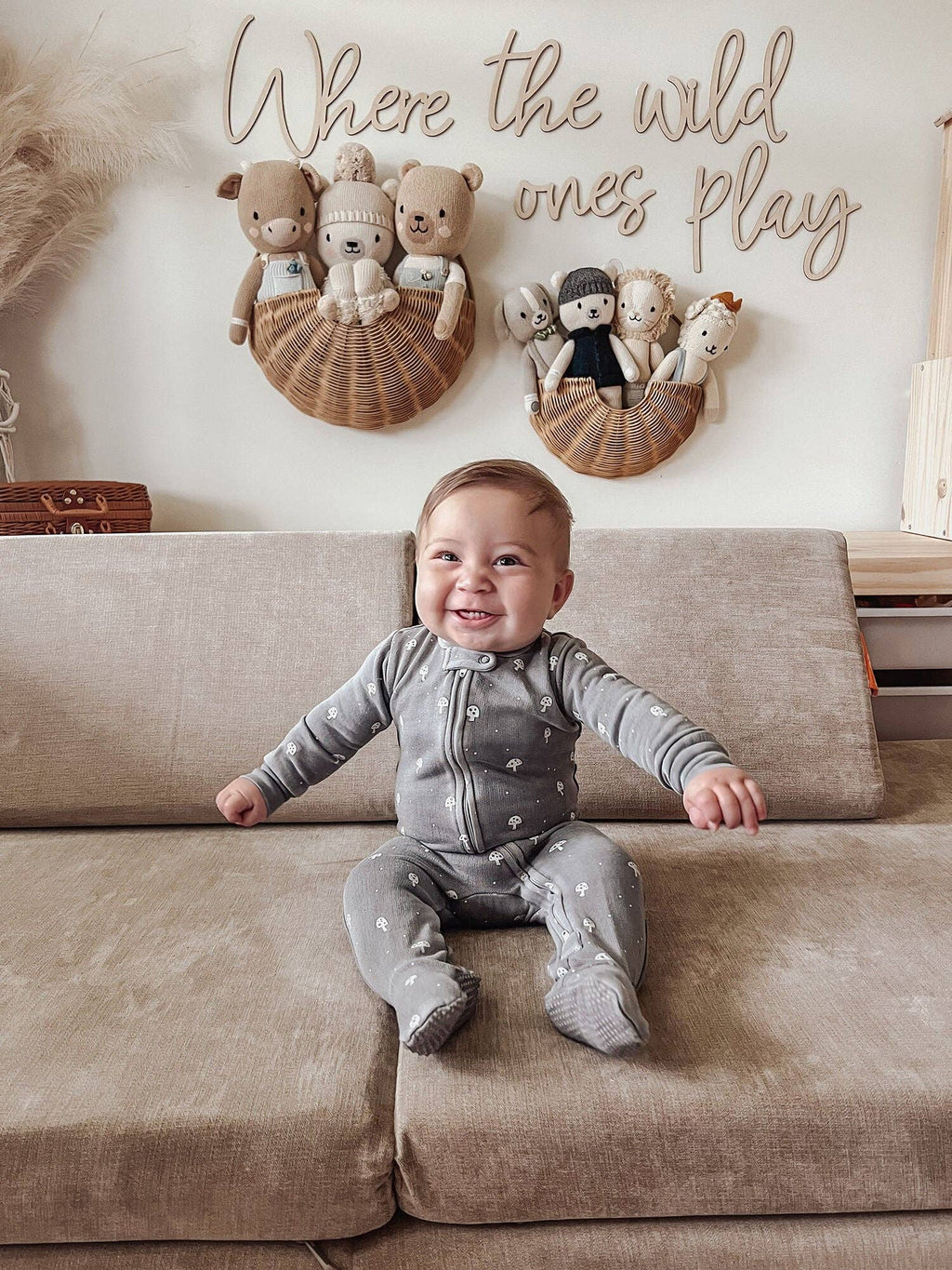 Mist Mushrooms | Organic Cozy Zipper Footie: 3-6m