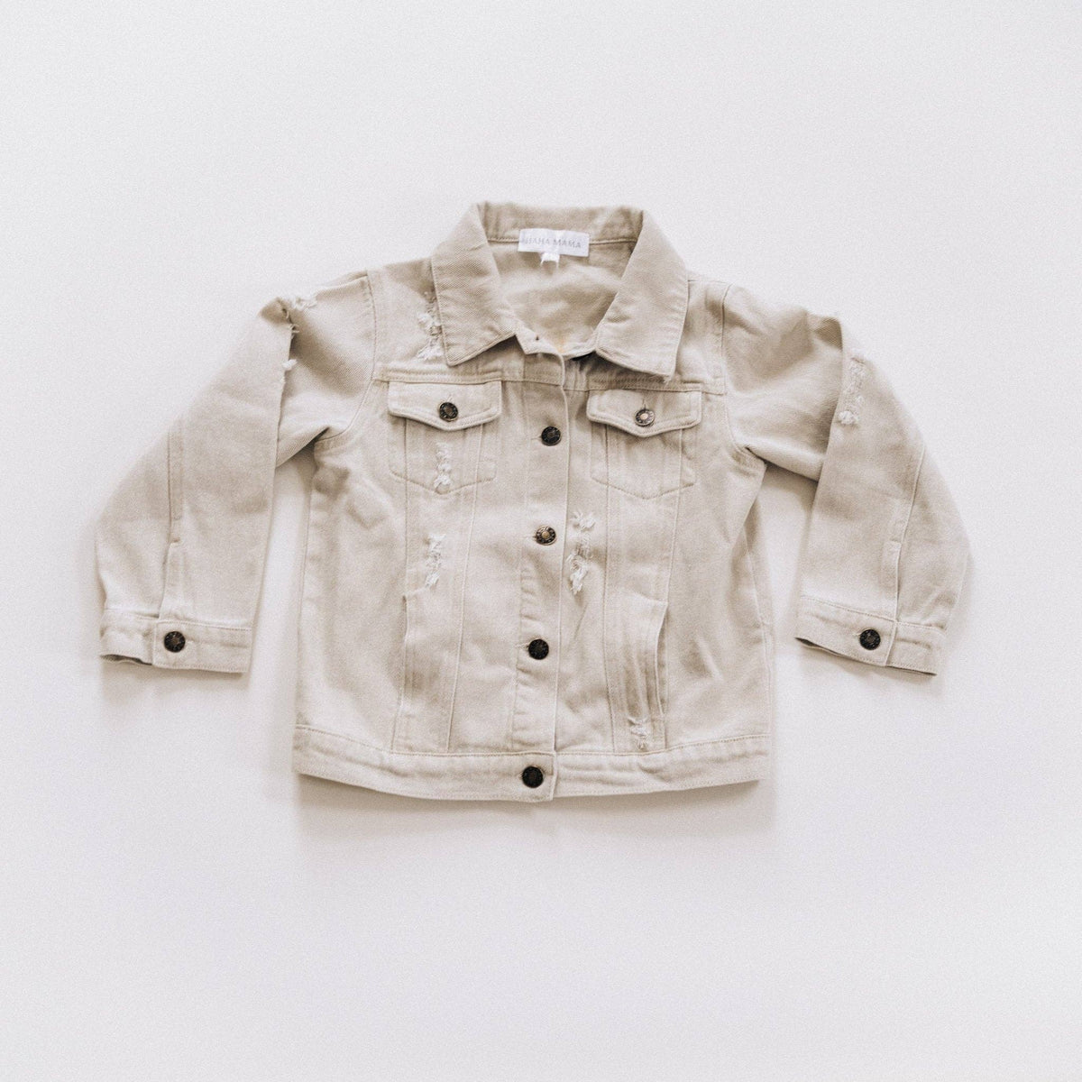 Khaki Distressed Denim Jean Jacket - Child: 3-4T