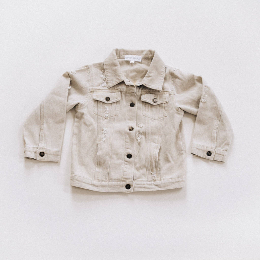 Khaki Distressed Denim Jean Jacket - Child: 4-5T