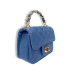 B1382 Sparkly Denim Quilted Purse (3 Colors): Dark Blue