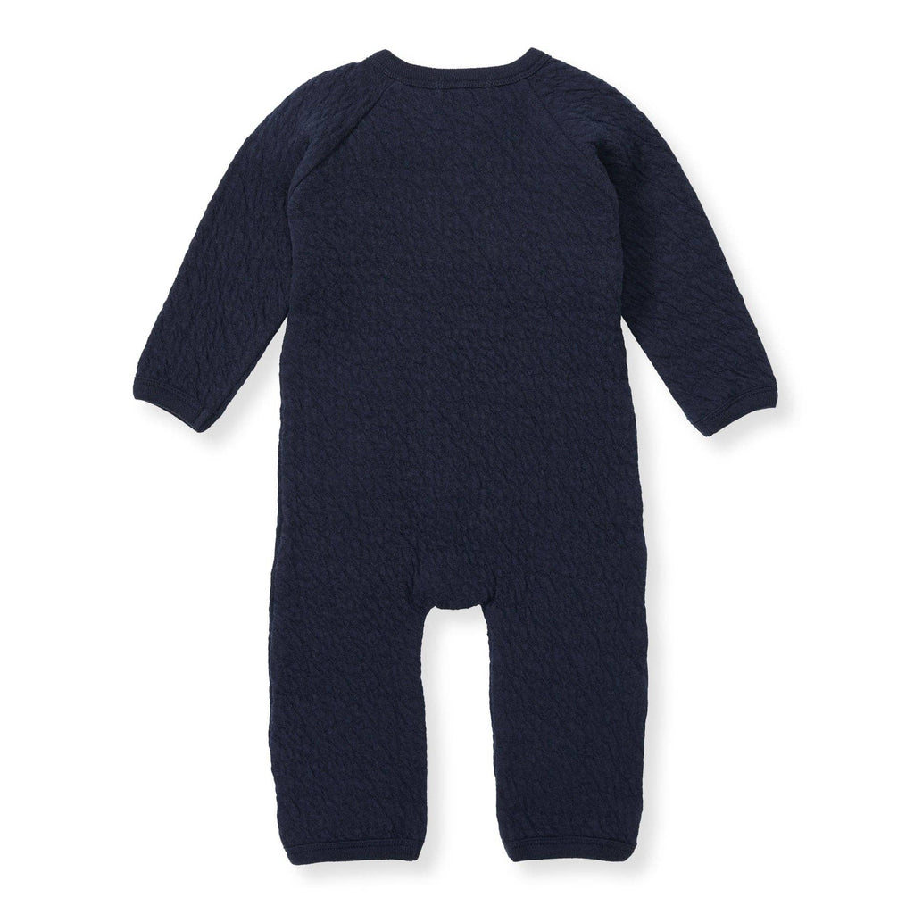 Organic Cotton Quilted Bee Wrap-Front Baby Jumpsuit Midnight / 12 Months