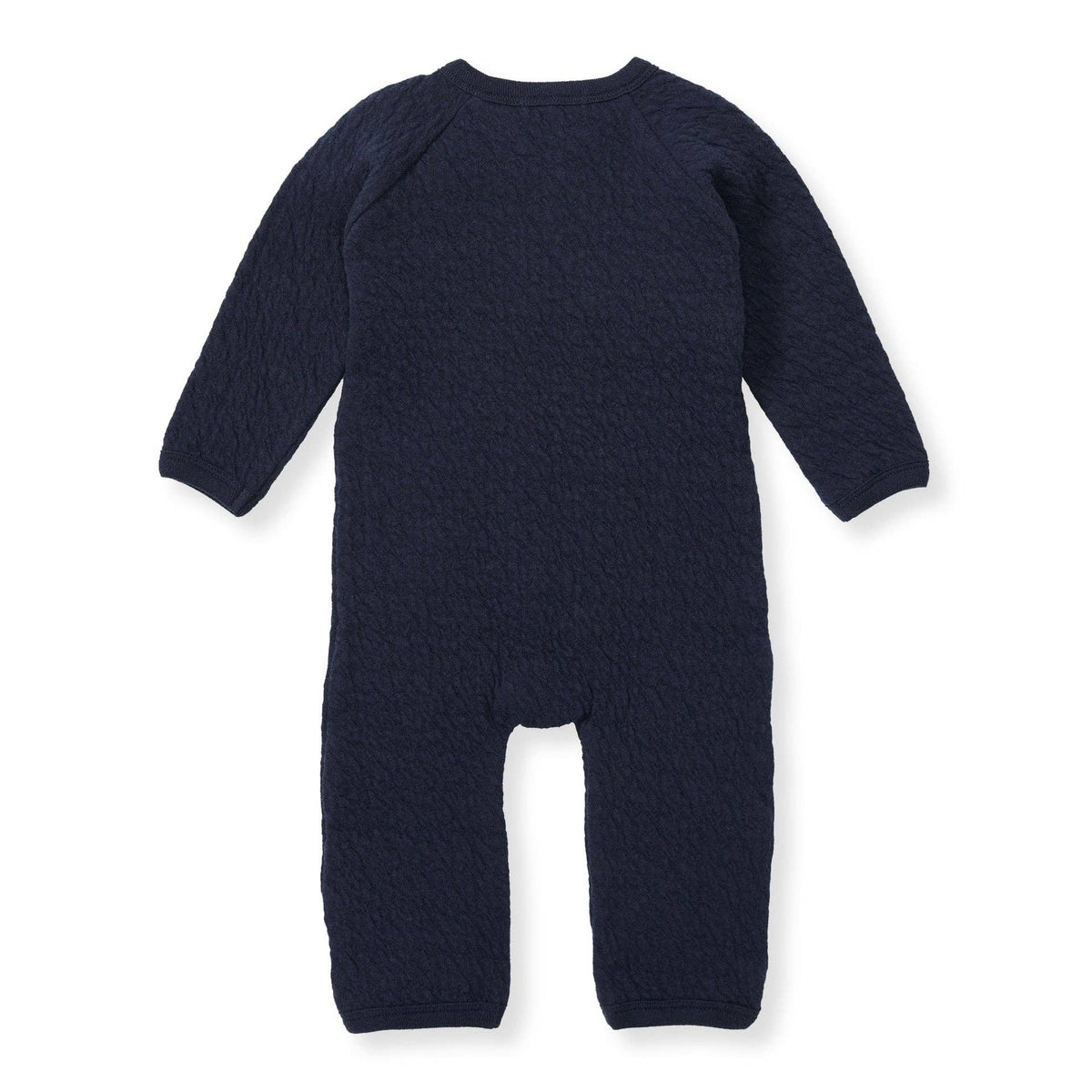 Organic Cotton Quilted Bee Wrap-Front Baby Jumpsuit Midnight / 12 Months