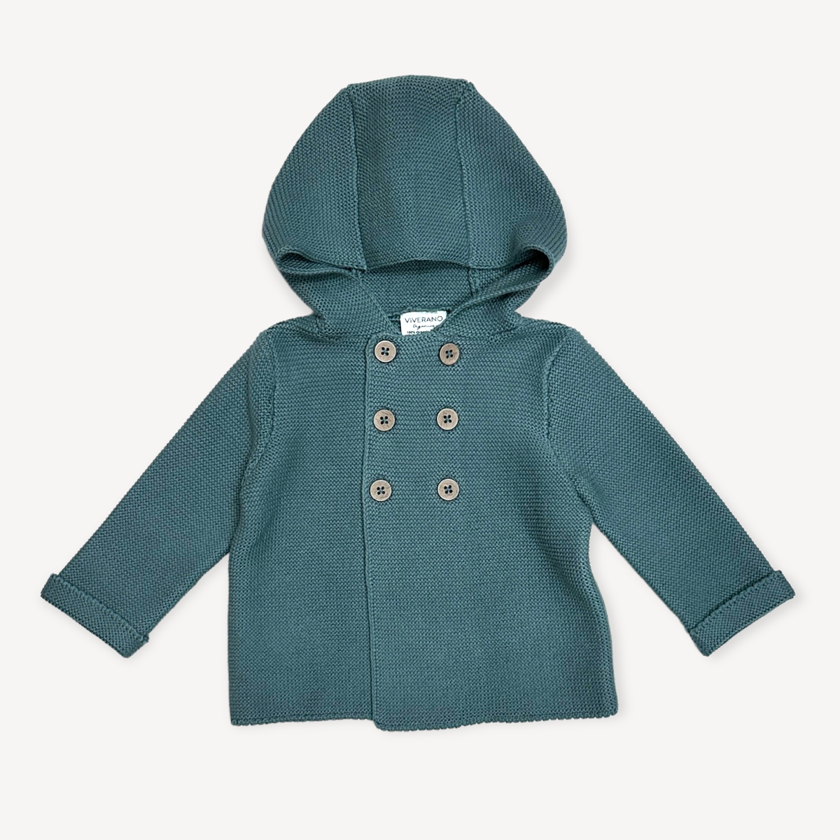 Hooded Double Button Baby Coat Jacket (Organic) 4 Colors: Stone / 6-12M