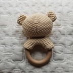 Khaki Bear Cotton Crochet Rattle