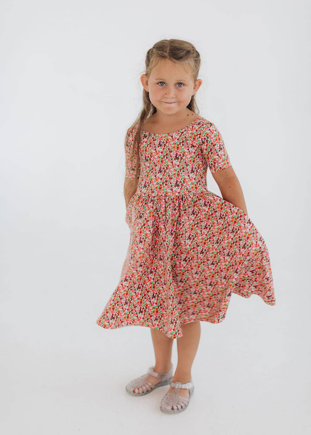Short Sleeve Twirl Dress in Posy Pop Pre-Sale: Posy Pop / 2