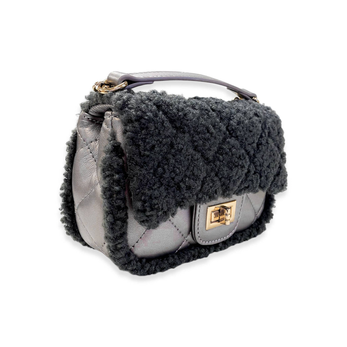 B1388 Sherpa Mixed Quilted Purse (3 Colors): Camel