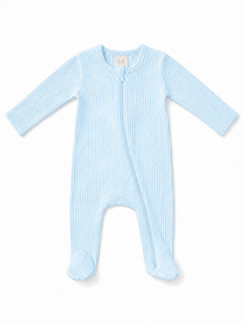 Baby Blue / Ribbed 2-Way Zip Footie: 0 - 3 mo.