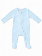 Baby Blue / Ribbed 2-Way Zip Footie: 0 - 3 mo.