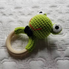 Knitted Organic Green Frog Rattle