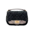 B1388 Sherpa Mixed Quilted Purse (3 Colors): Camel