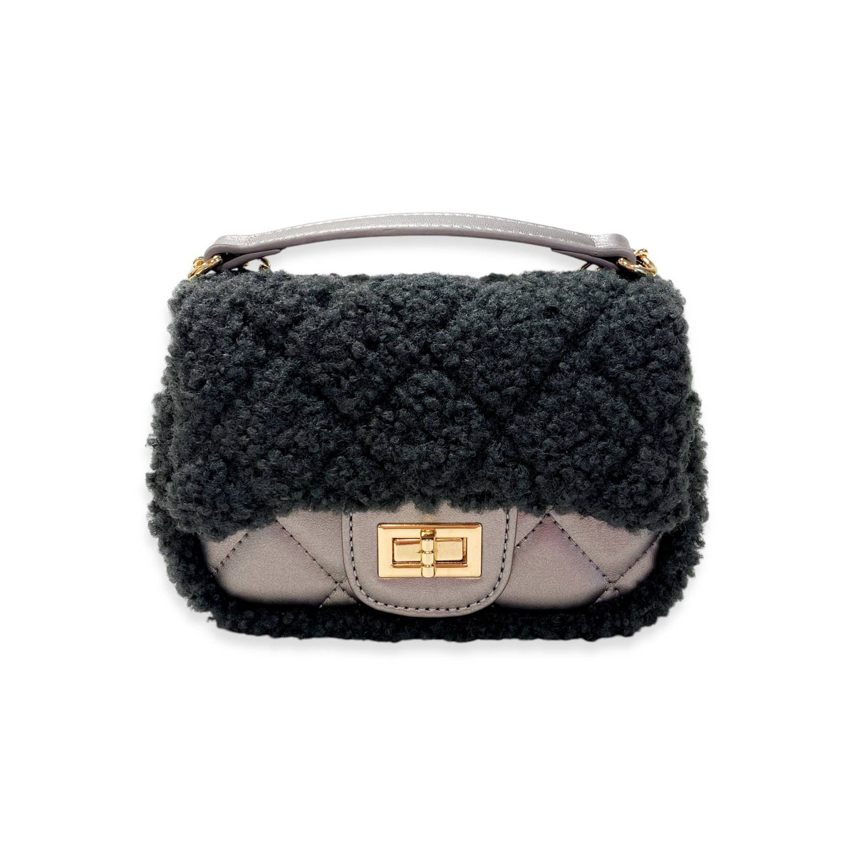 B1388 Sherpa Mixed Quilted Purse (3 Colors): Camel