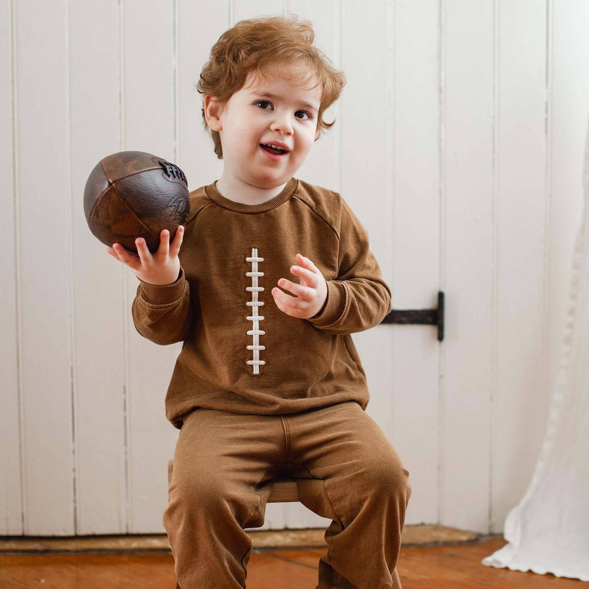 Acid Wash Football Toddler Sweatshirt Set: Hunter / 2 Toddler