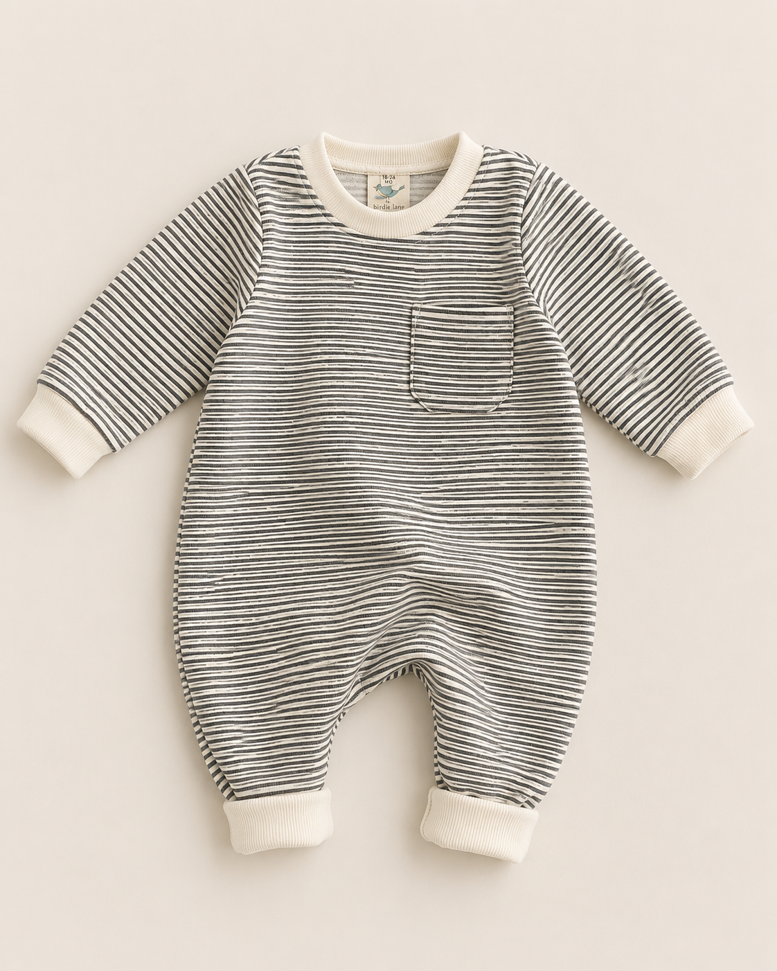 Striped Cozy Romper: 6-12 Months