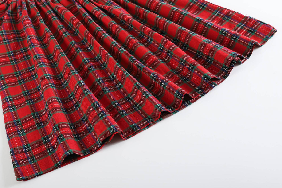 Red Christmas Plaid Smocked Bishop Dress: 18-24M