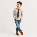 Woven Striped Button Down With Tie: 2T