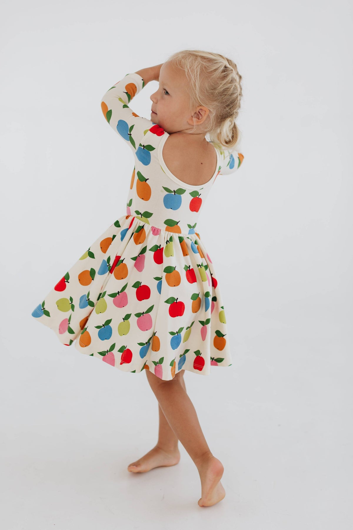 3/4 Sleeve Twirl Dress in Colorful Apples: Apples / 4