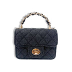B1382 Sparkly Denim Quilted Purse (3 Colors): Dark Blue