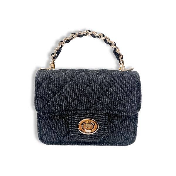 B1382 Sparkly Denim Quilted Purse (3 Colors): Light Blue