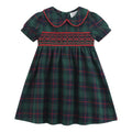 Blue, Green Red Plaid Smocked Collared Dress: 18-24M