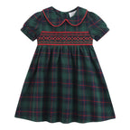Blue, Green Red Plaid Smocked Collared Dress: 18-24M