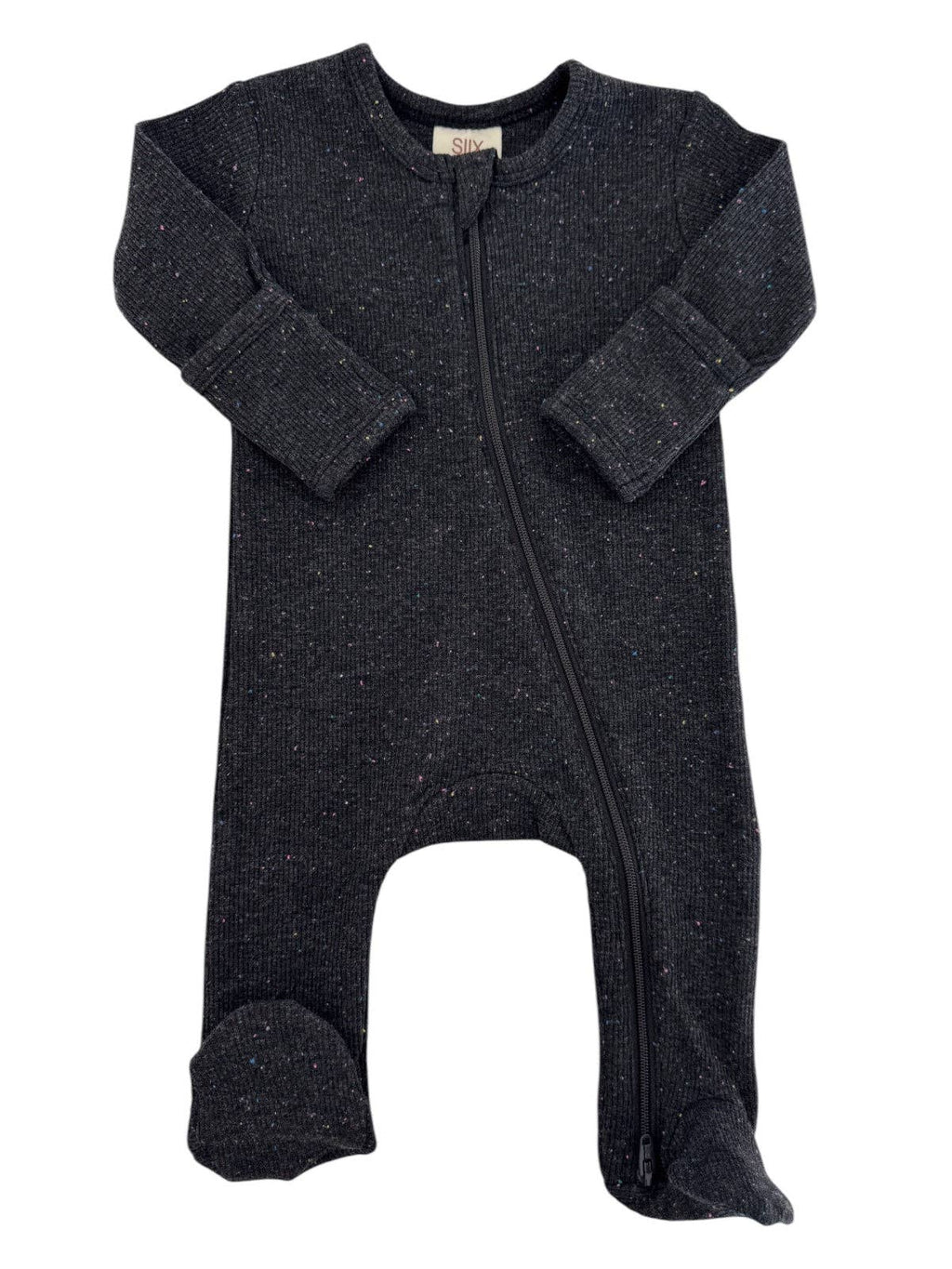 Charcoal Speckle / 2-Way Zip Footie: 0 - 3 mo.