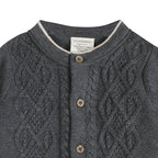 Charles Classic Cable Knit Baby Cardigan (Organic Cotton): Charcoal / 18-24M