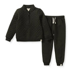 Quilted Organic Cotton Top & Pants Set - Shadow: 3-6M