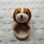 Cotton Knit Dog Rattle - Handmade: Grey
