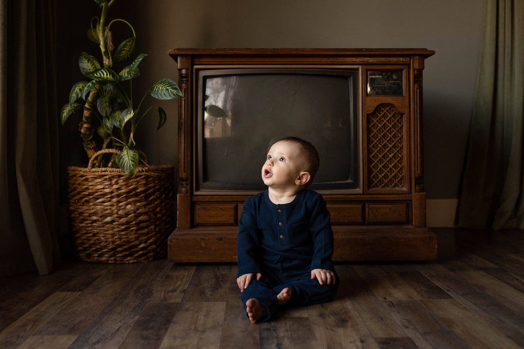 Midnight | Organic Thermal Henley & Jogger Set: 6-9m