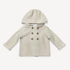Hooded Double Button Baby Coat Jacket (Organic) 4 Colors: Stone / 6-12M