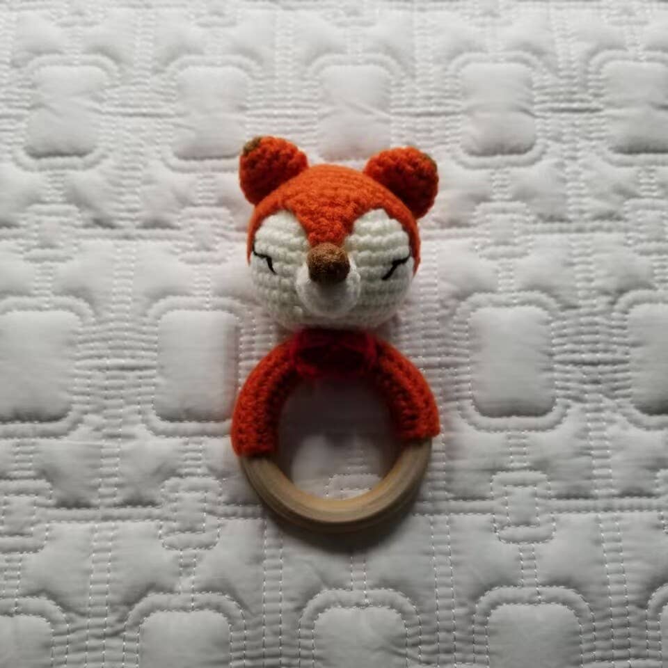 Red Fox Hand Crochet Rattle