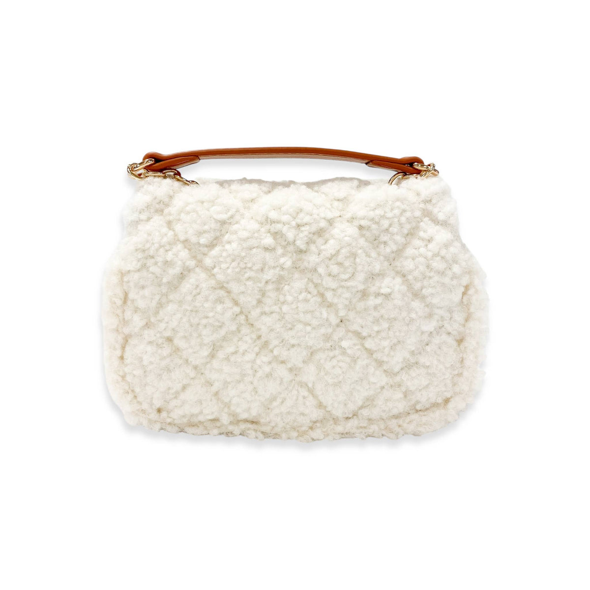 B1388 Sherpa Mixed Quilted Purse (3 Colors): Camel