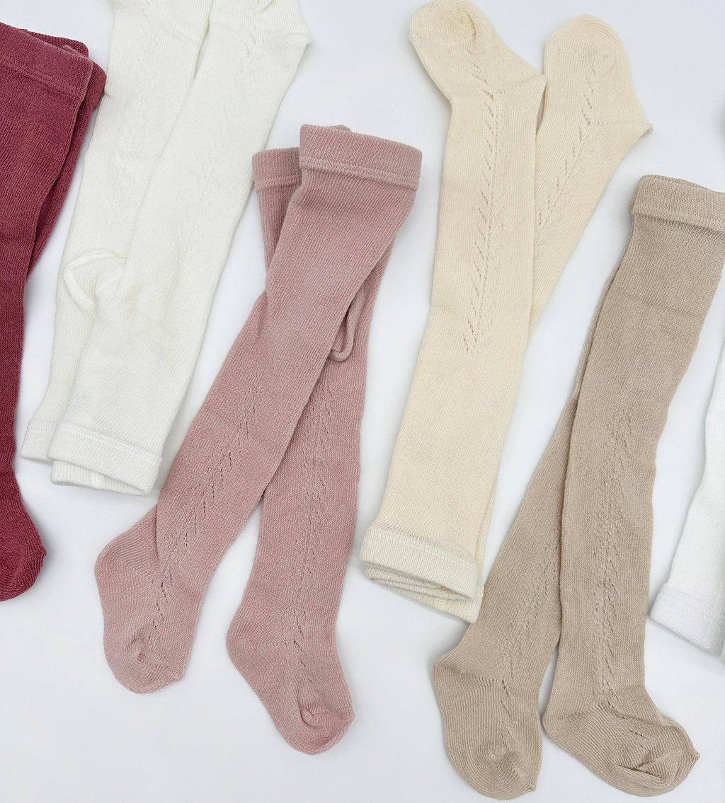 French Lace Cotton Tights: Ivory / XS/ 0-6m