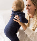 Organic Cotton Quilted Bee Wrap-Front Baby Jumpsuit Midnight / 12 Months