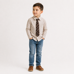 Woven Striped Button Down With Tie: 2T
