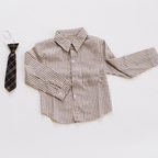 Woven Striped Button Down With Tie: 2T