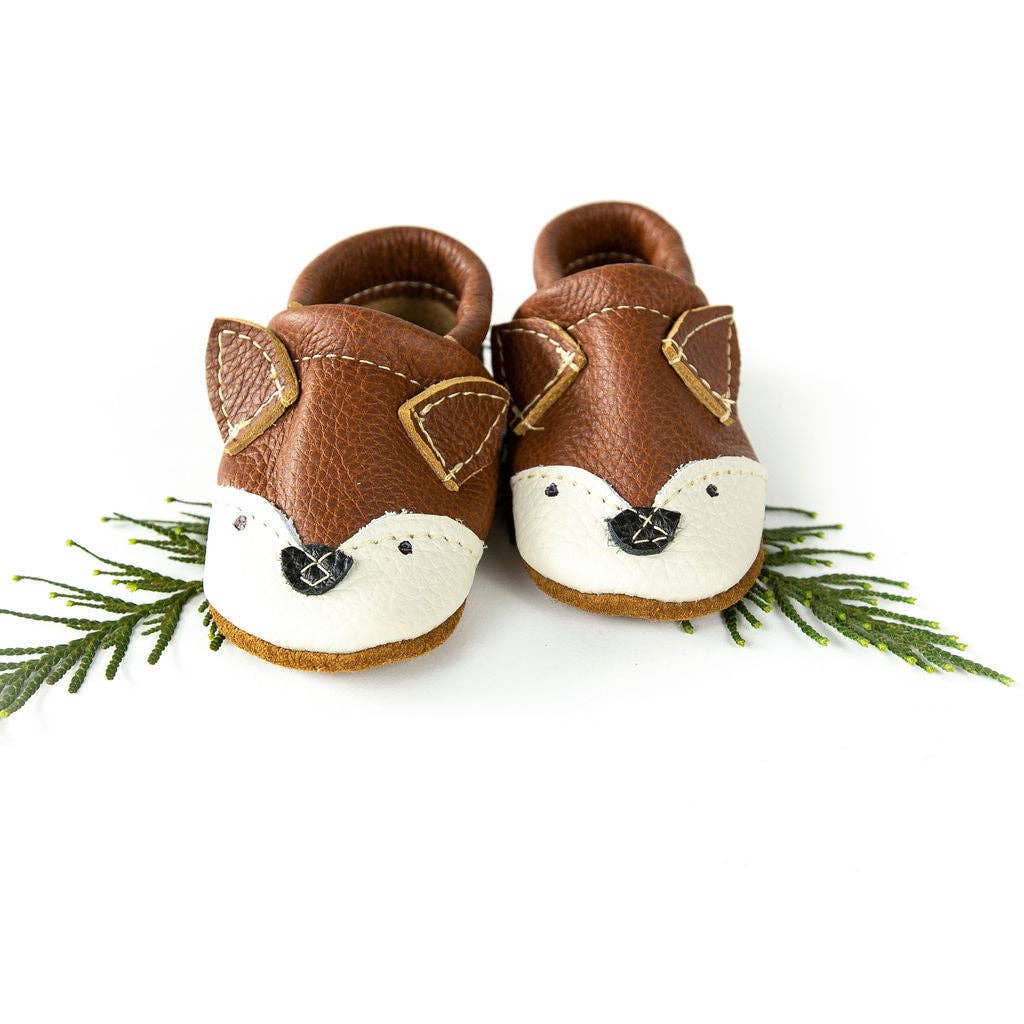 Chestnut Fox// Cute Critters Leather Shoes Baby and Toddler: 2   (6m)4.5"