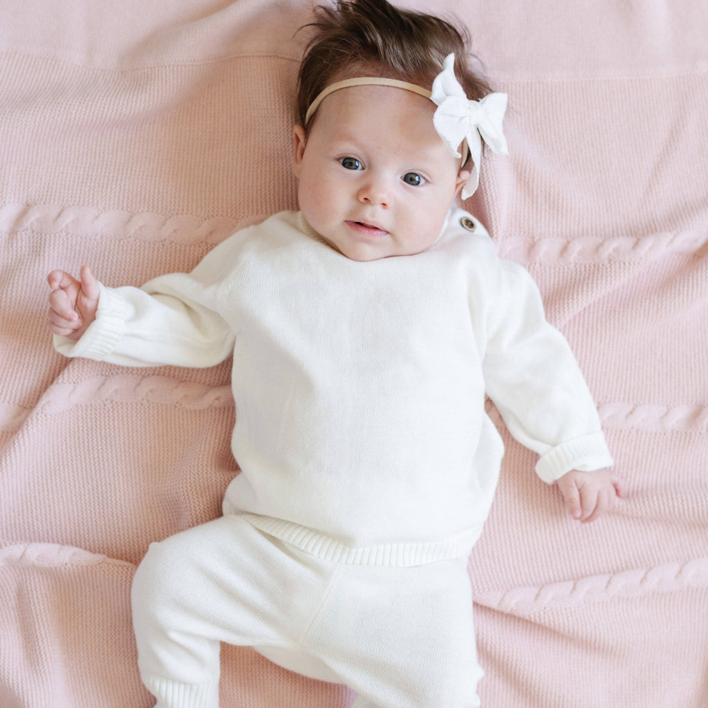 HEIRLOOM COTTON KNIT SETS: Tan / 3-6 Months