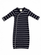 Black/White Stripe / Ribbed Gown: 0-3M