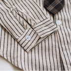 Woven Striped Button Down With Tie: 4-5T