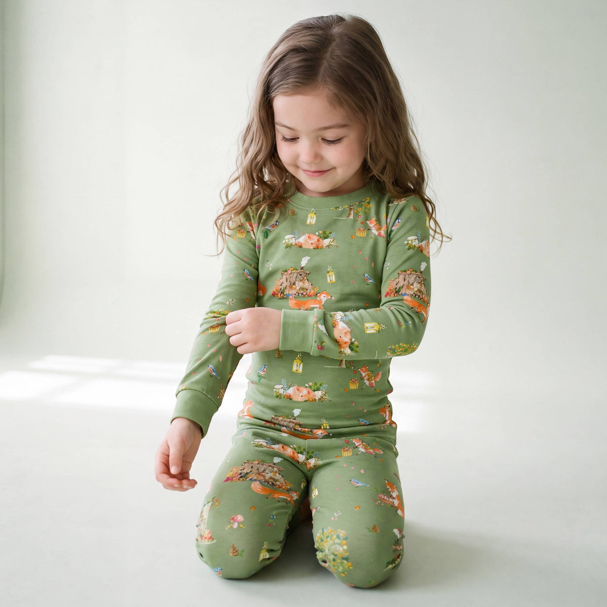 Bamboo Long Sleeve Pajama Set Fox Hollow: L(4-5T)