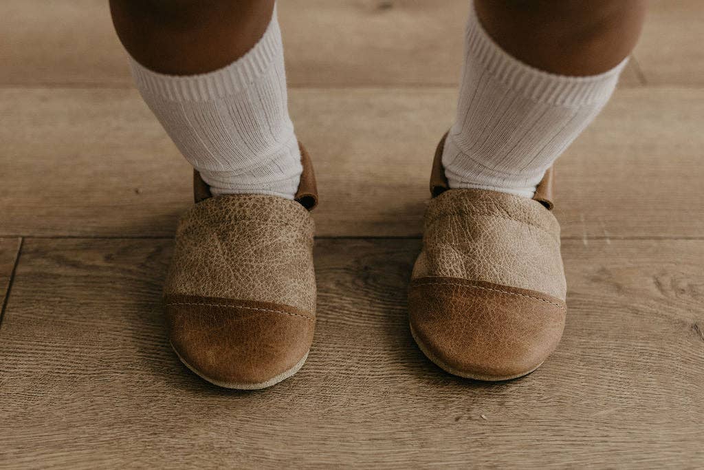 Wood/Latte Two Tone Loafer Baby and Toddler Shoes: 2   (6m)4.5"