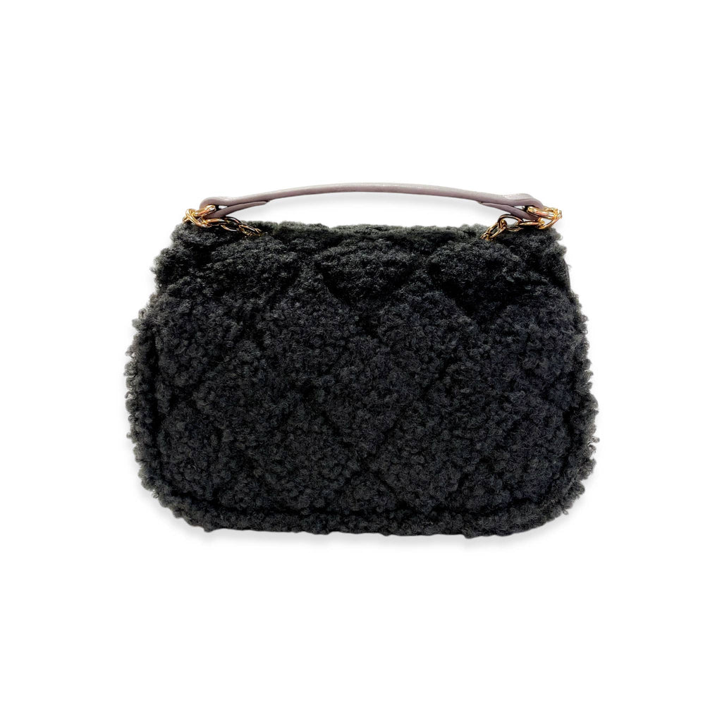 B1388 Sherpa Mixed Quilted Purse (3 Colors): Camel