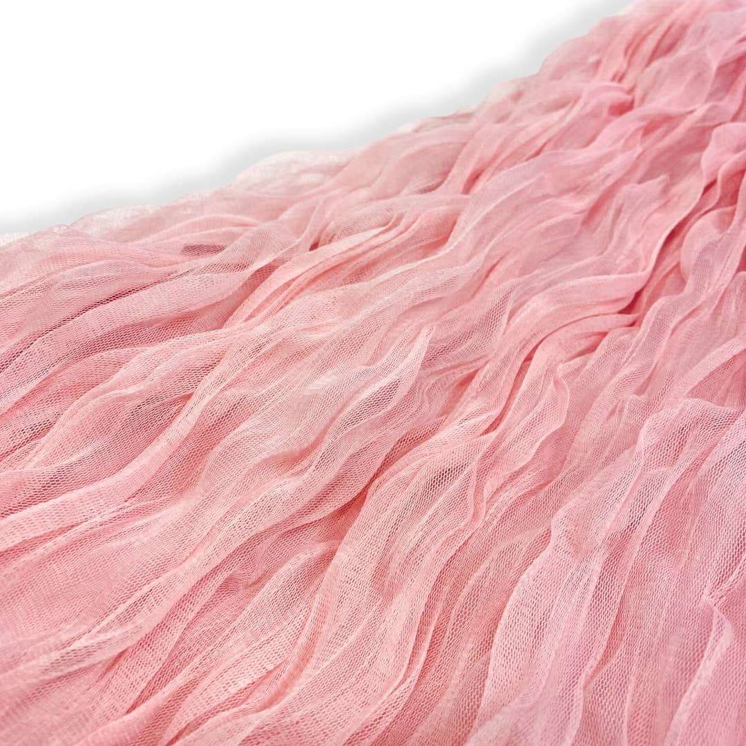 Wavy Mesh Midi Skirt: Pink