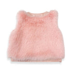 17119 Leather Trimmed Faux Fur Vest PINK / 3T