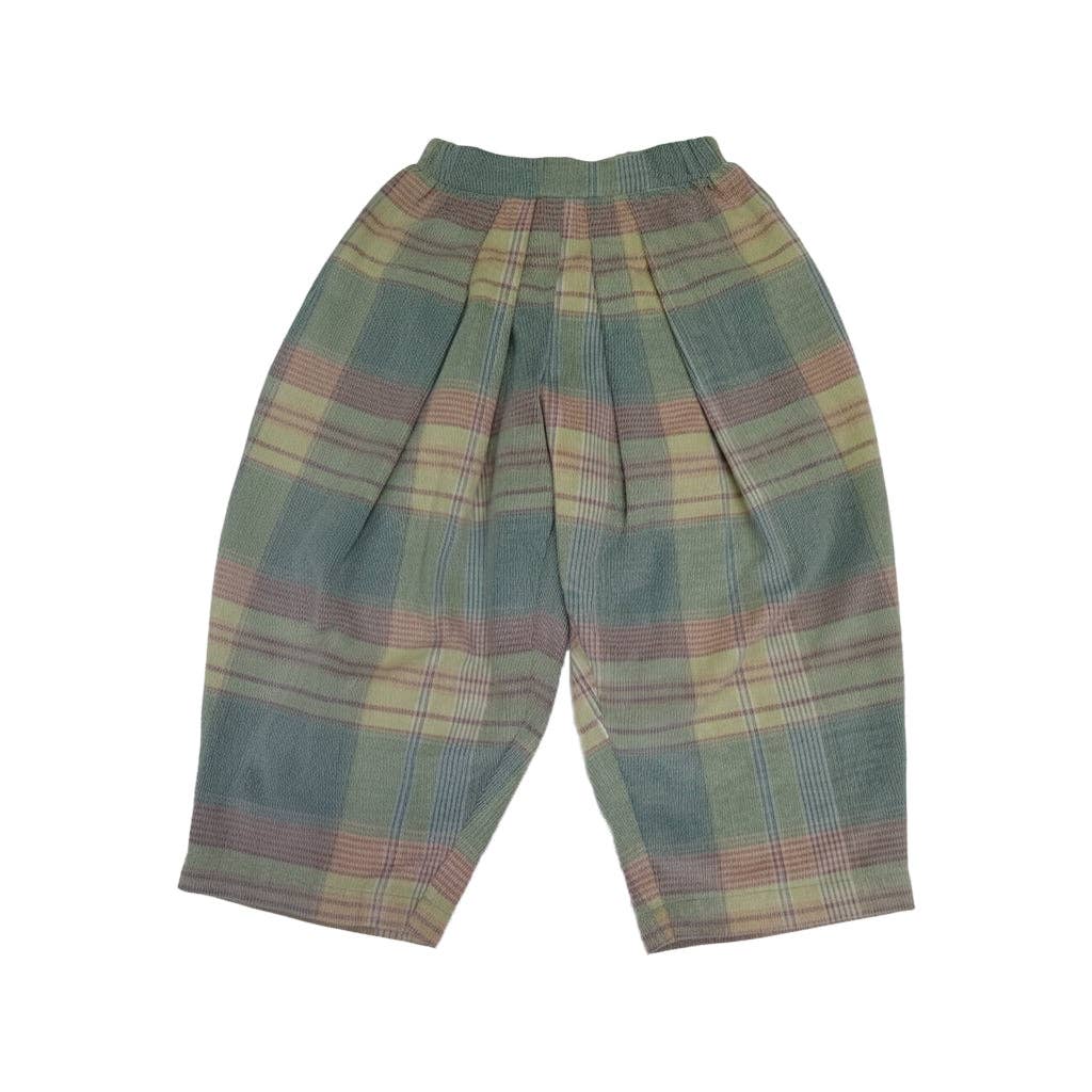 The Highland Pleated Checked Corduroy Pants - Blue: 4 Years